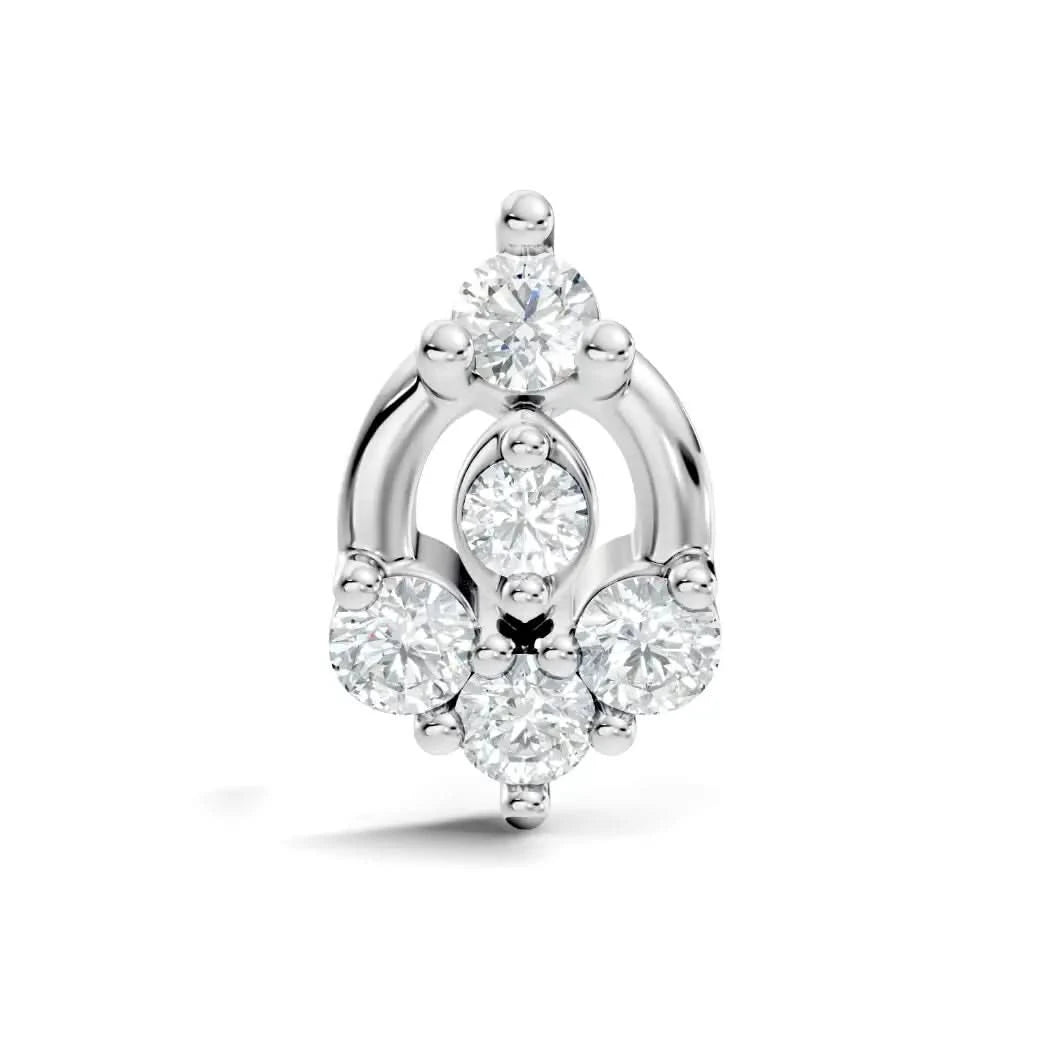 silver Diamond Petal Nose Pin