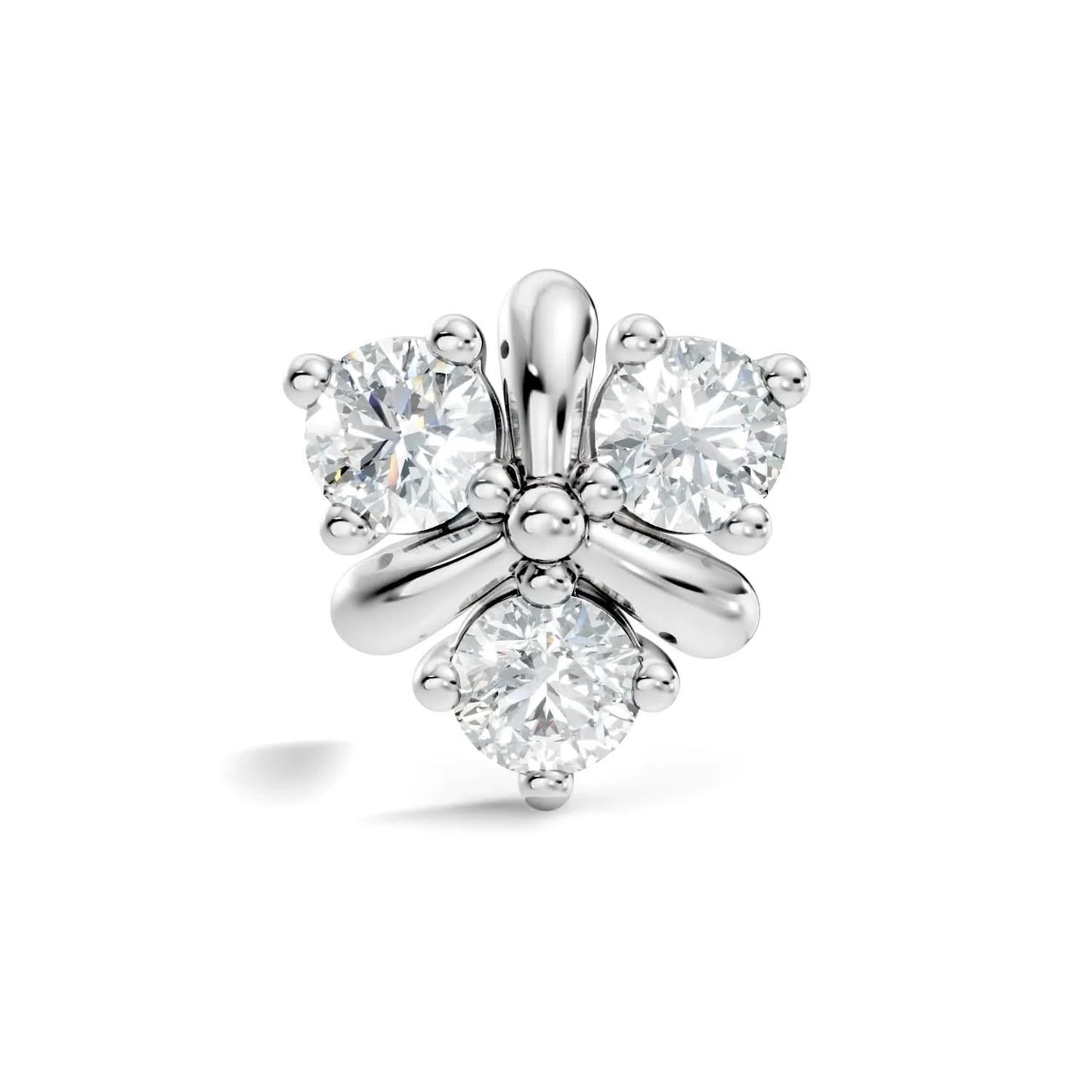 silver Flora Glow Nose Pin