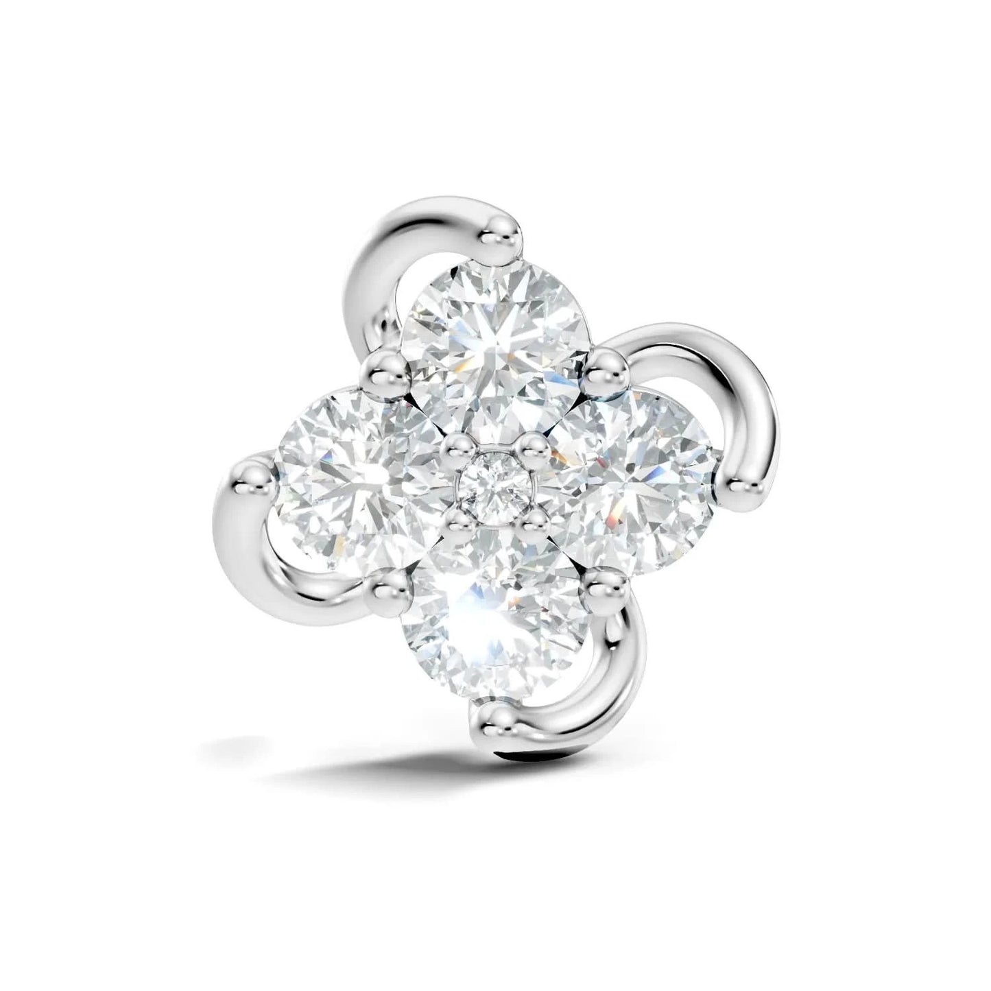 silver Crystal Flower Nose Pin