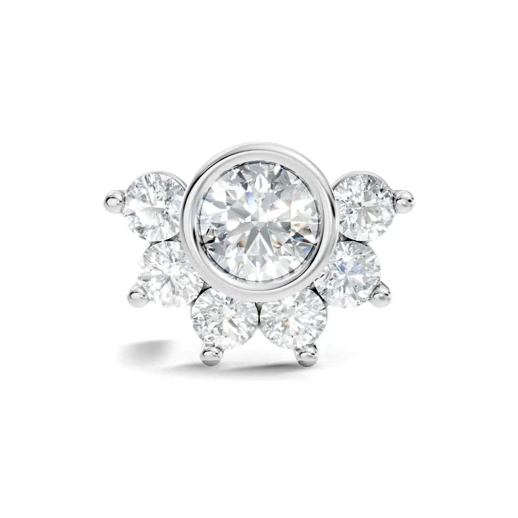 silver Diamond Blossom Nose Pin