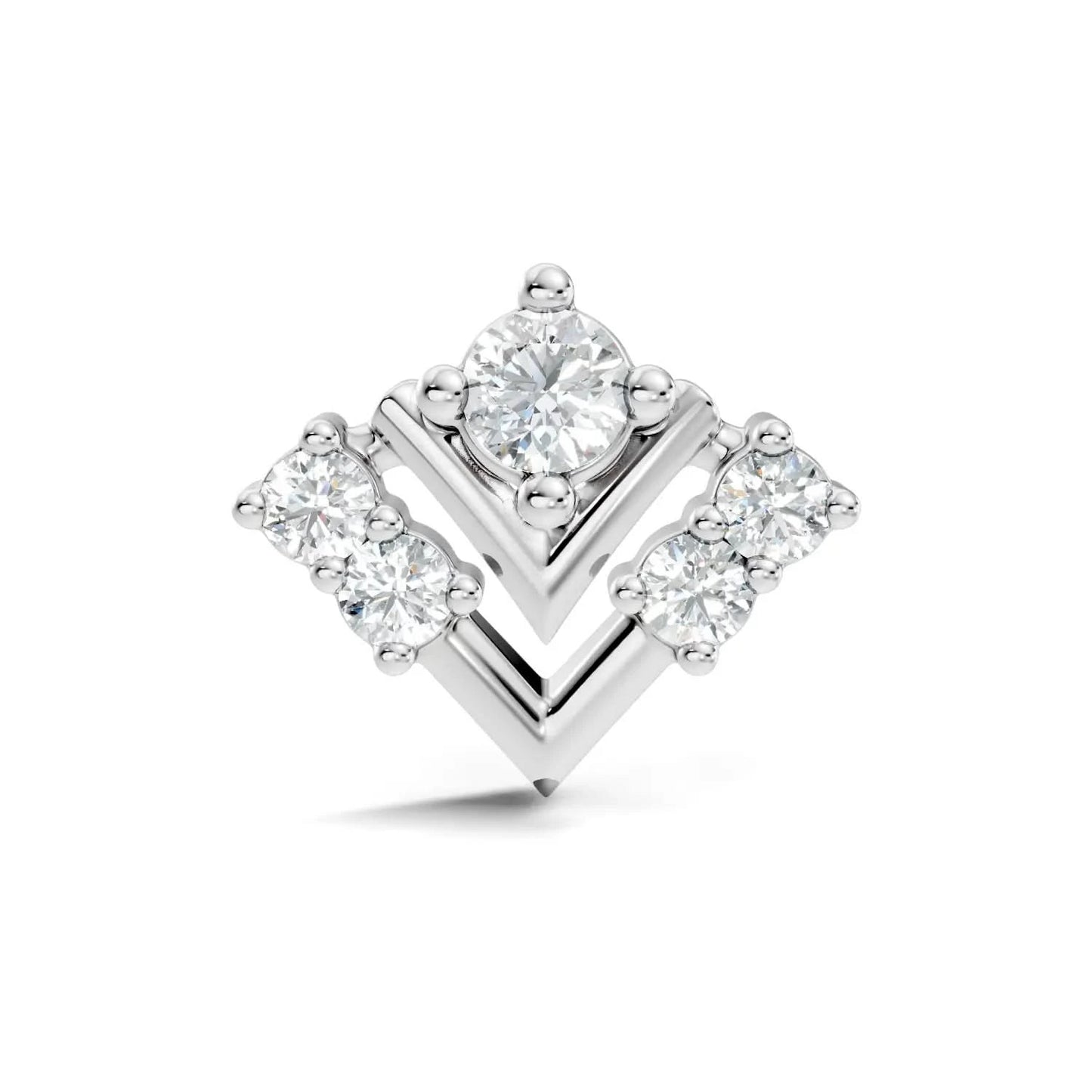 silver V-Glow Diamond Nose Pin