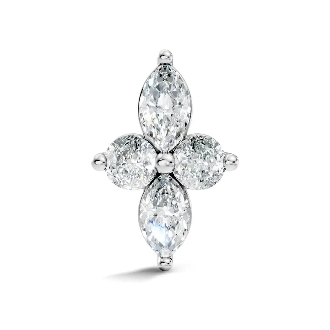 silver Marquise Bloom Nose Pin