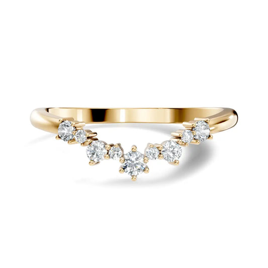 silver Diamond Curve Band