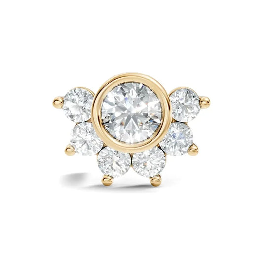 silver Diamond Blossom Nose Pin