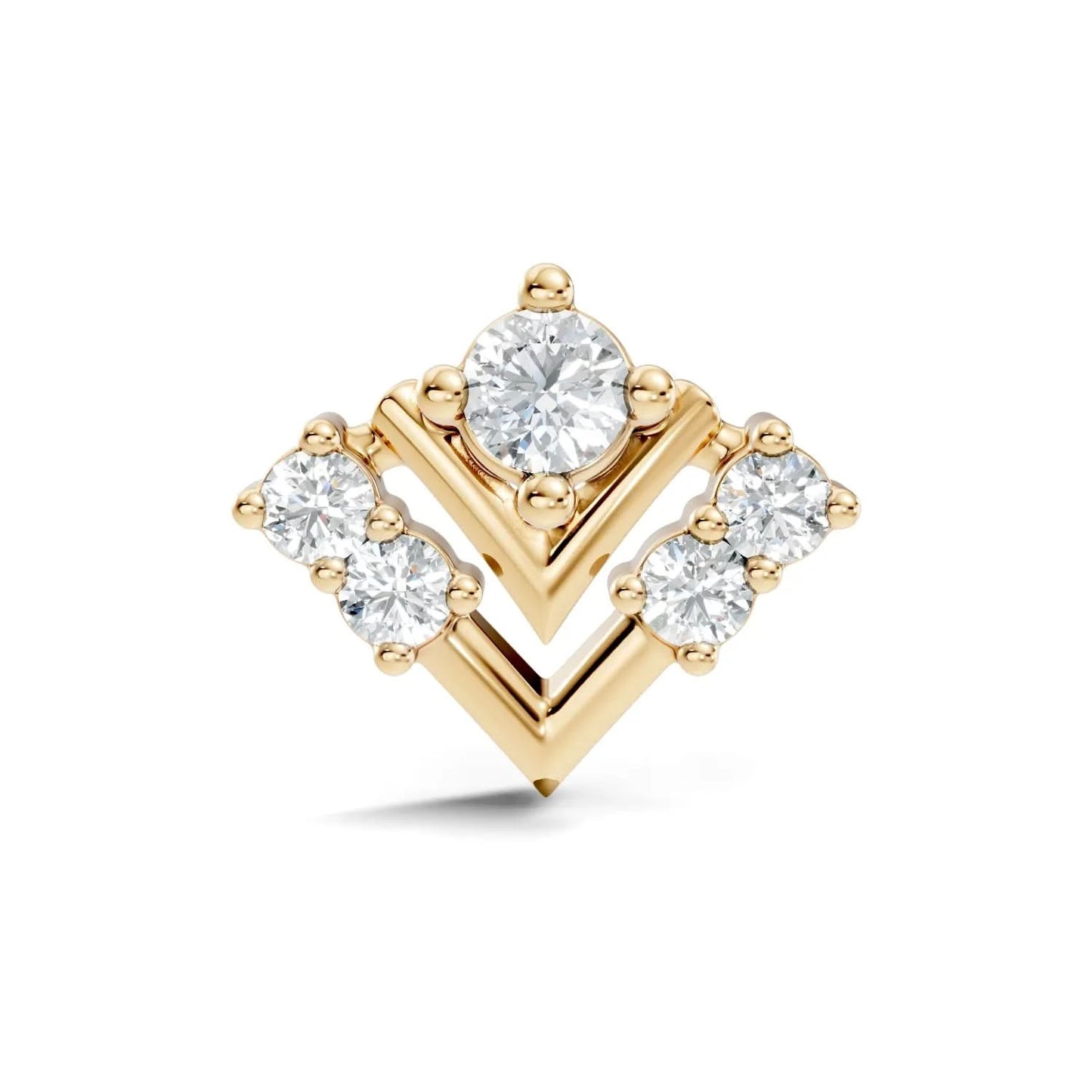 silver V-Glow Diamond Nose Pin