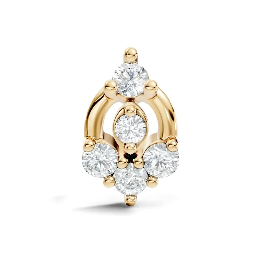 silver Diamond Petal Nose Pin