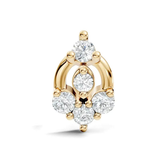 silver Diamond Petal Nose Pin