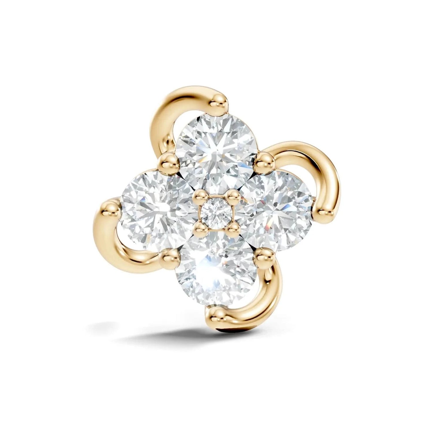 silver Crystal Flower Nose Pin