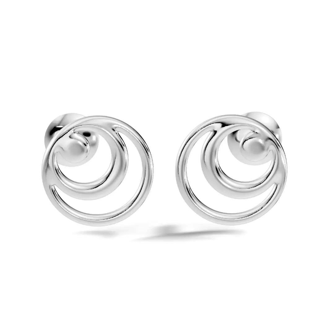 silver Modern Swirl Studs